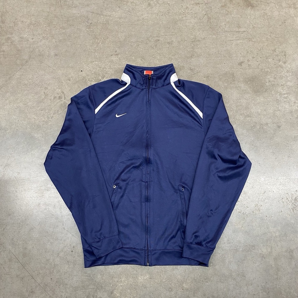 Nike Jacket Mens Small Blue Black‎ Full Zip Team Swoosh Athletic Track 2000s Y2K